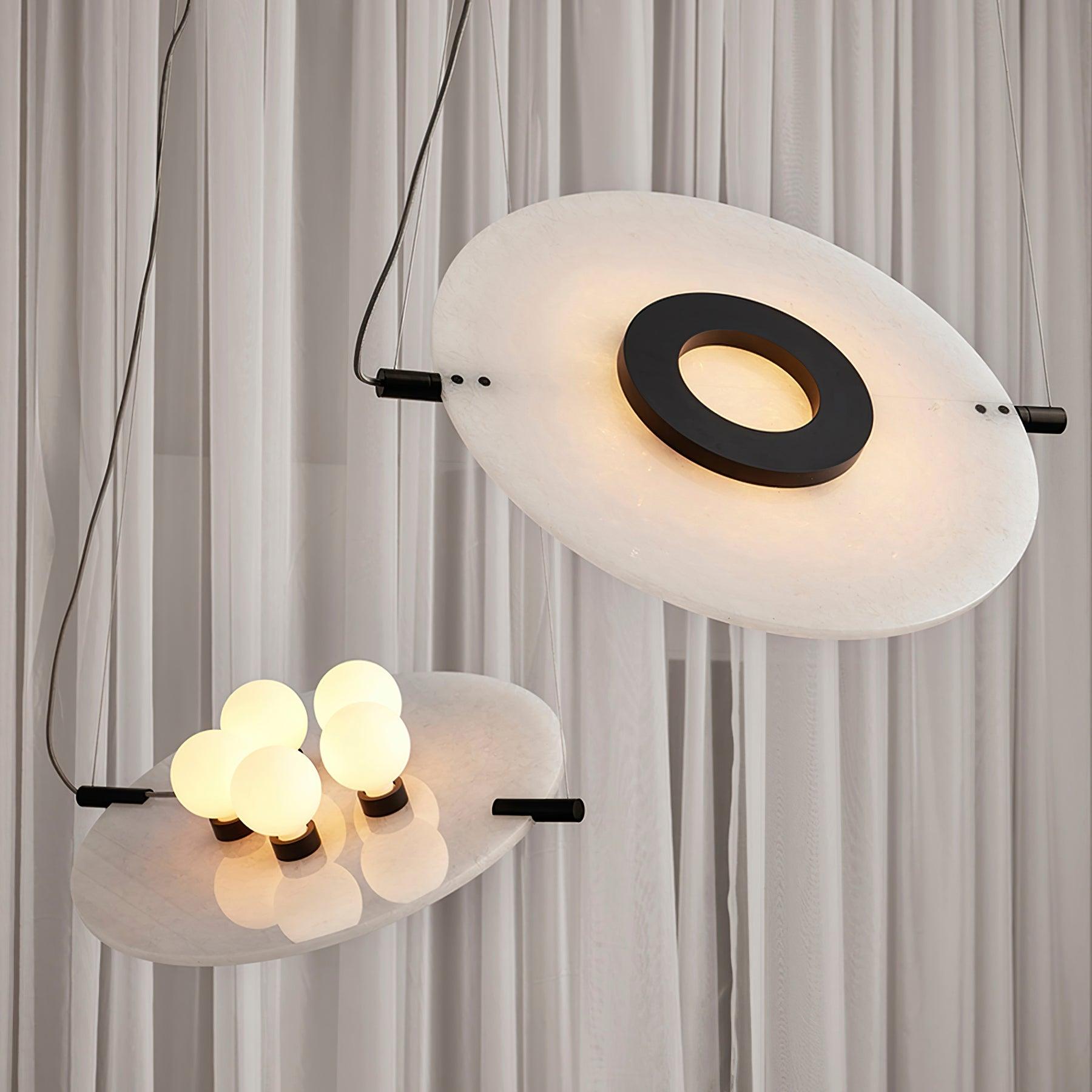 Imirila Disc Shaped Glass Pendant Light-Neutral Decor