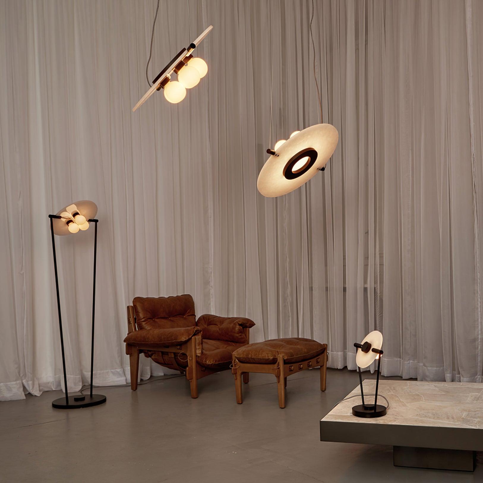 Imirila Disc Shaped Glass Pendant Light-Neutral Decor