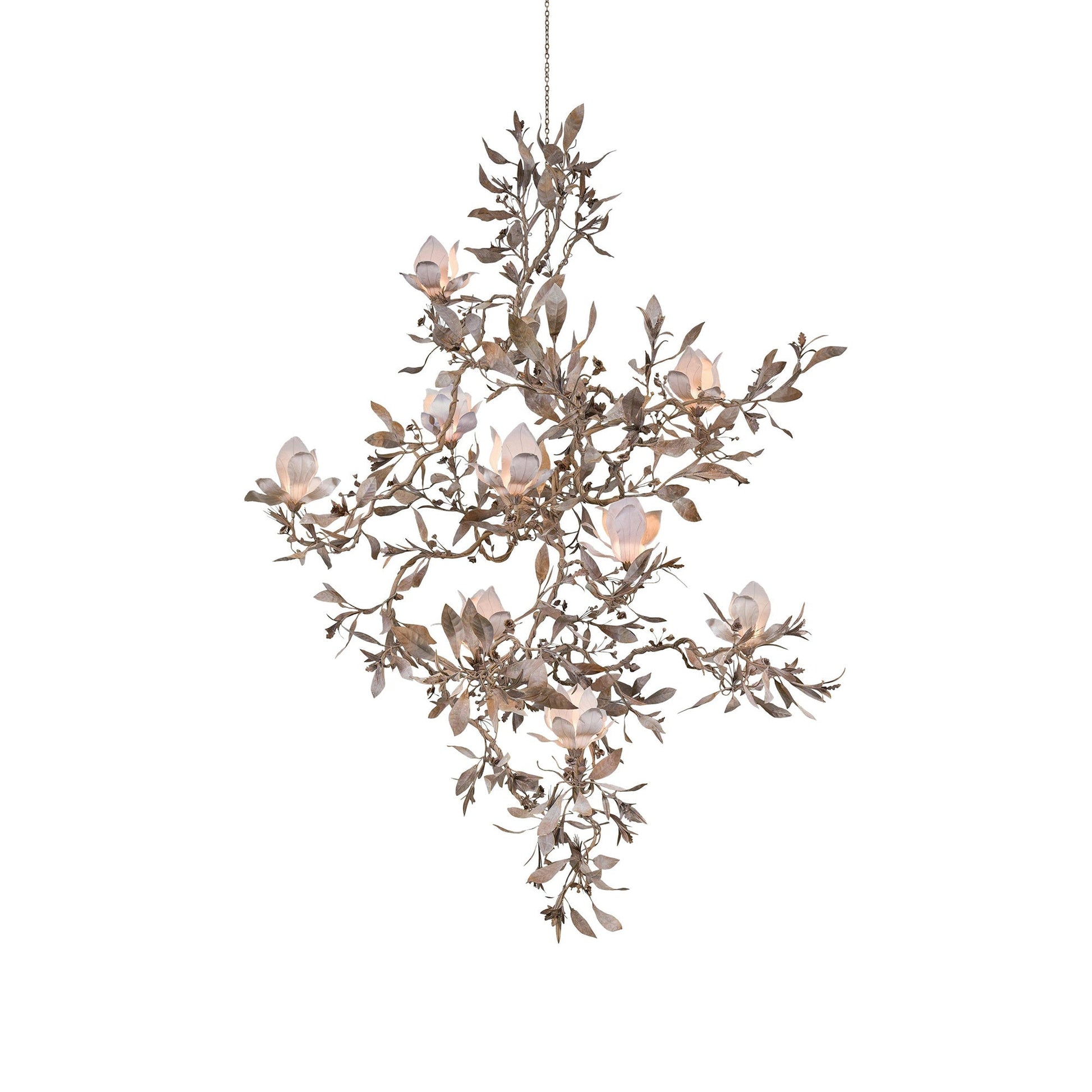Magnolia Grandiflora Chandelier in a grand entryway with high ceilings.