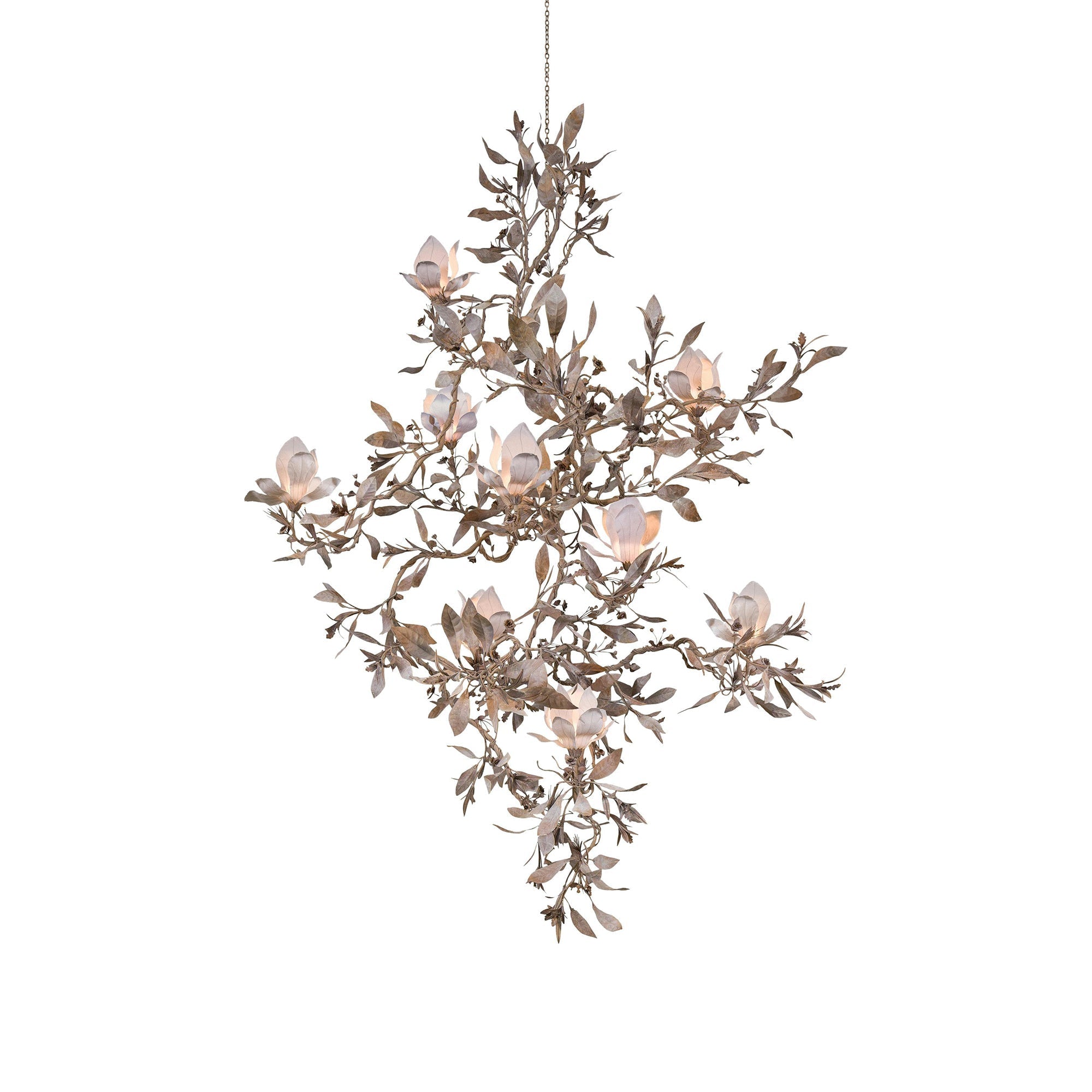 Magnolia Grandiflora Chandelier in a grand entryway with high ceilings.