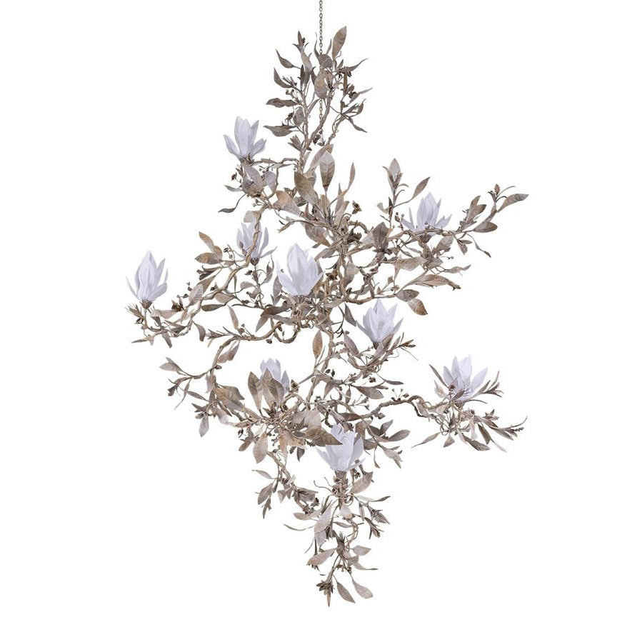 The chandelier unlit, showcasing its sculptural form as a piece of art.