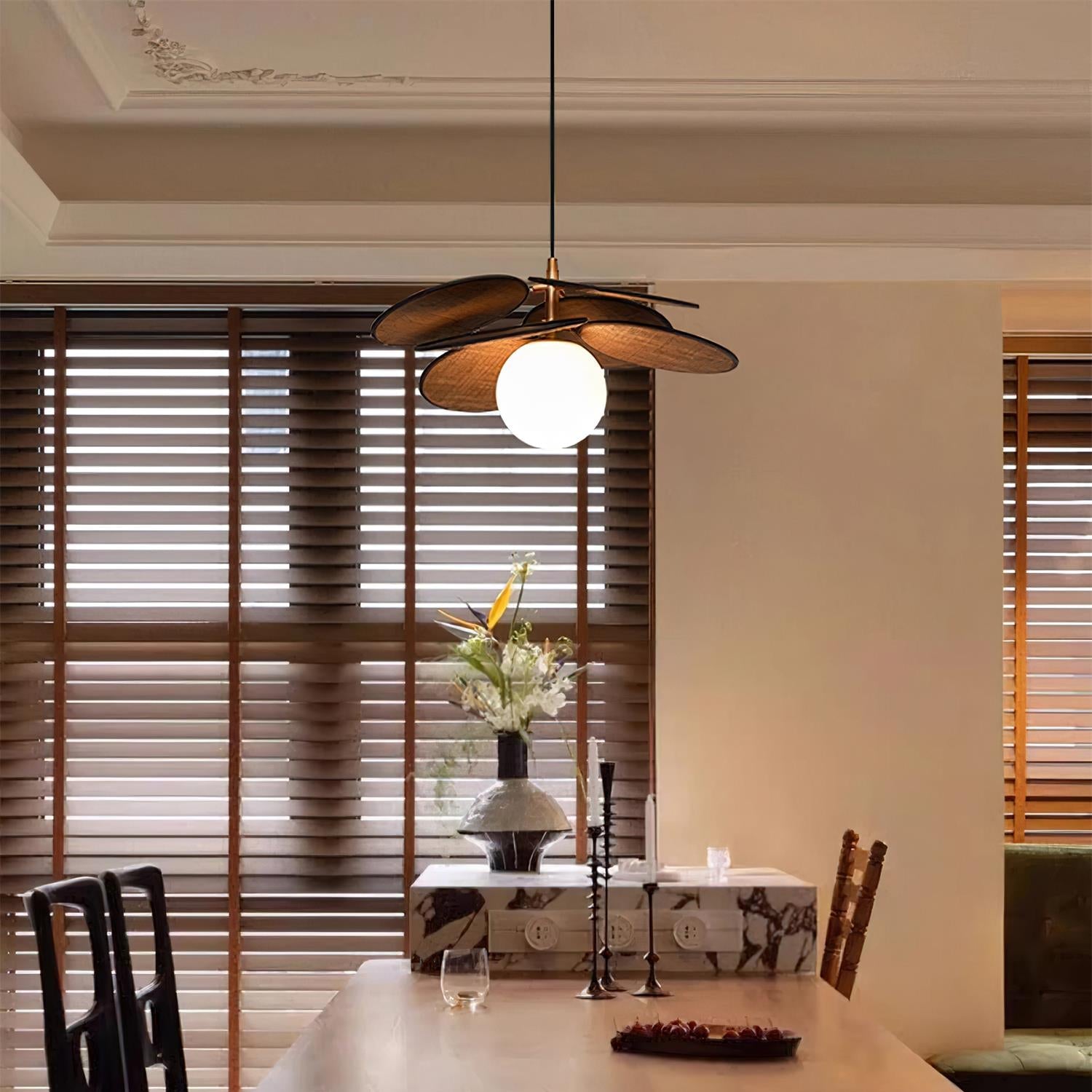 Elvo Wooden Petal Pendant Light-Neutral Decor