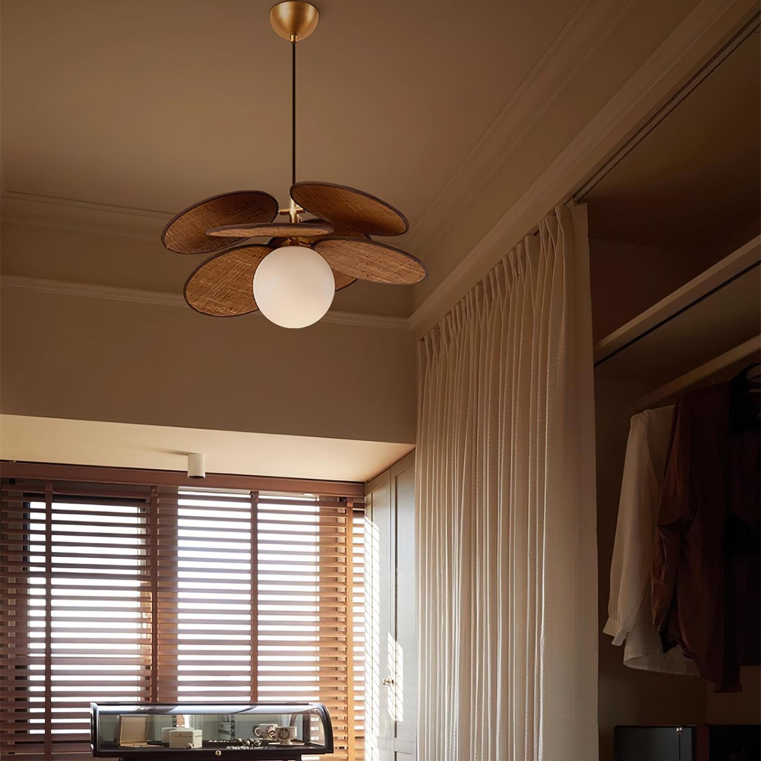 Elvo Wooden Petal Pendant Light-Neutral Decor