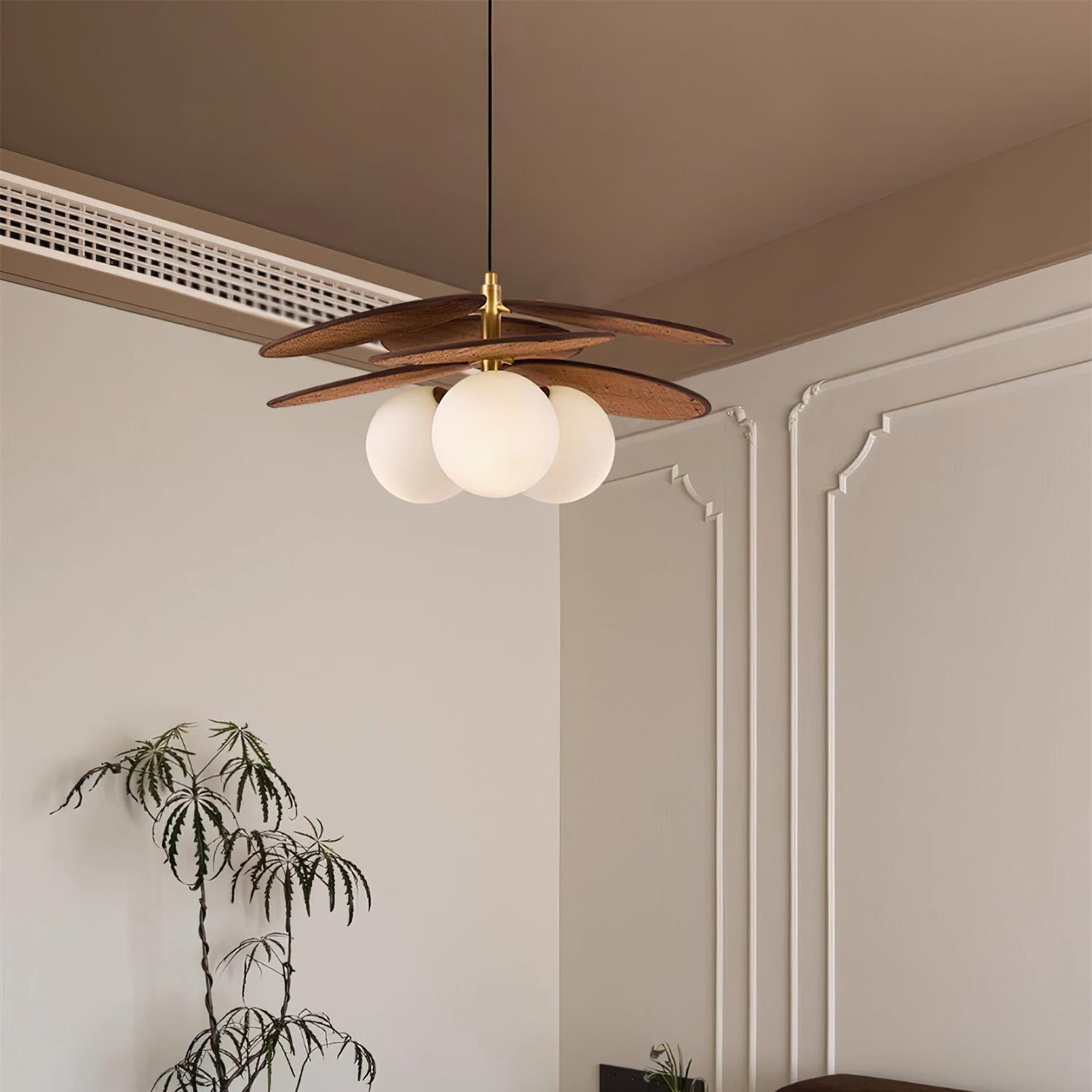 Elvo Wooden Petal Pendant Light-Neutral Decor