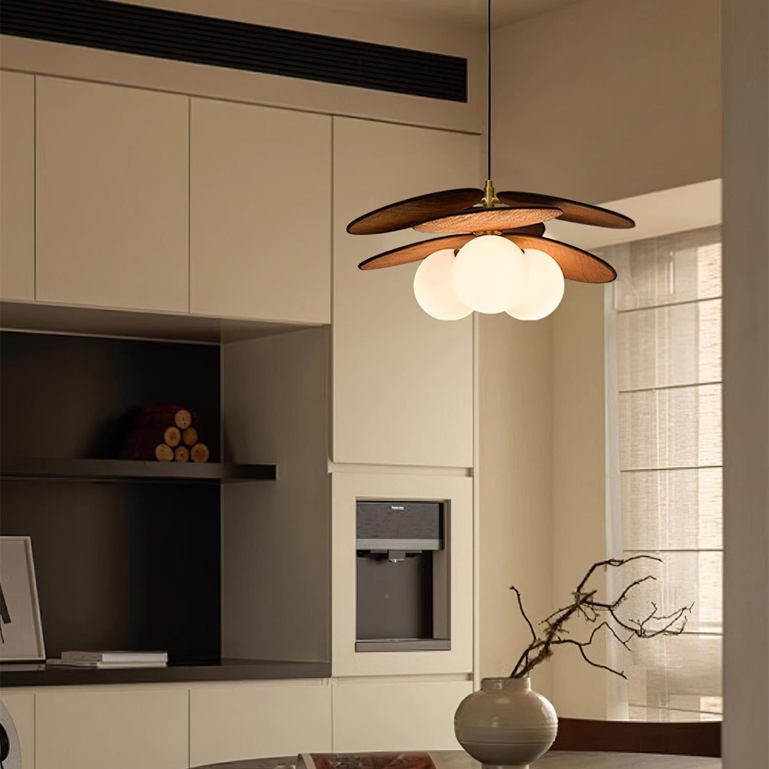 Florin Wooden Petal Pendant Light