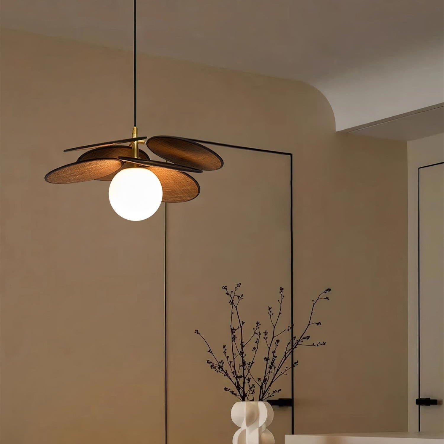 Elvo Wooden Petal Pendant Light-Neutral Decor