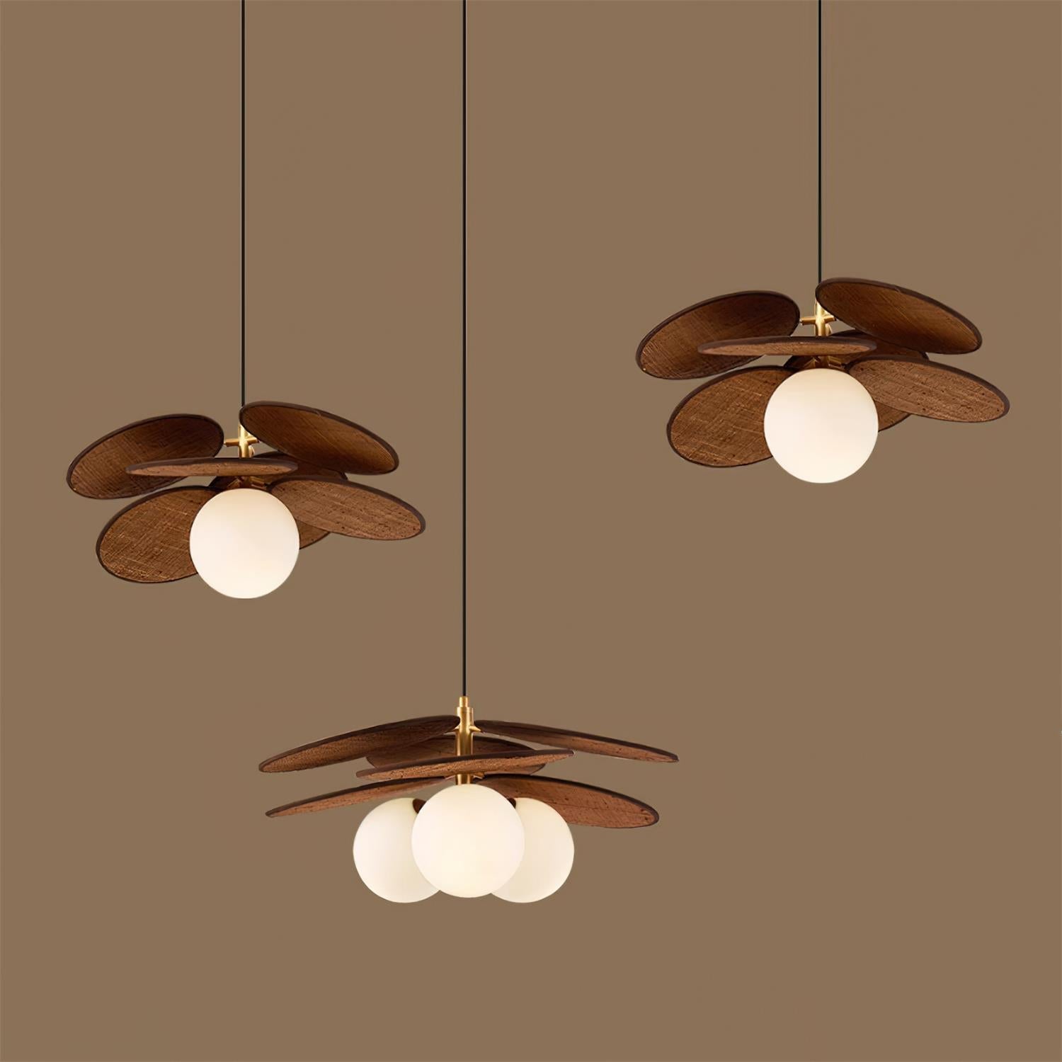 Elvo Wooden Petal Pendant Light-Neutral Decor