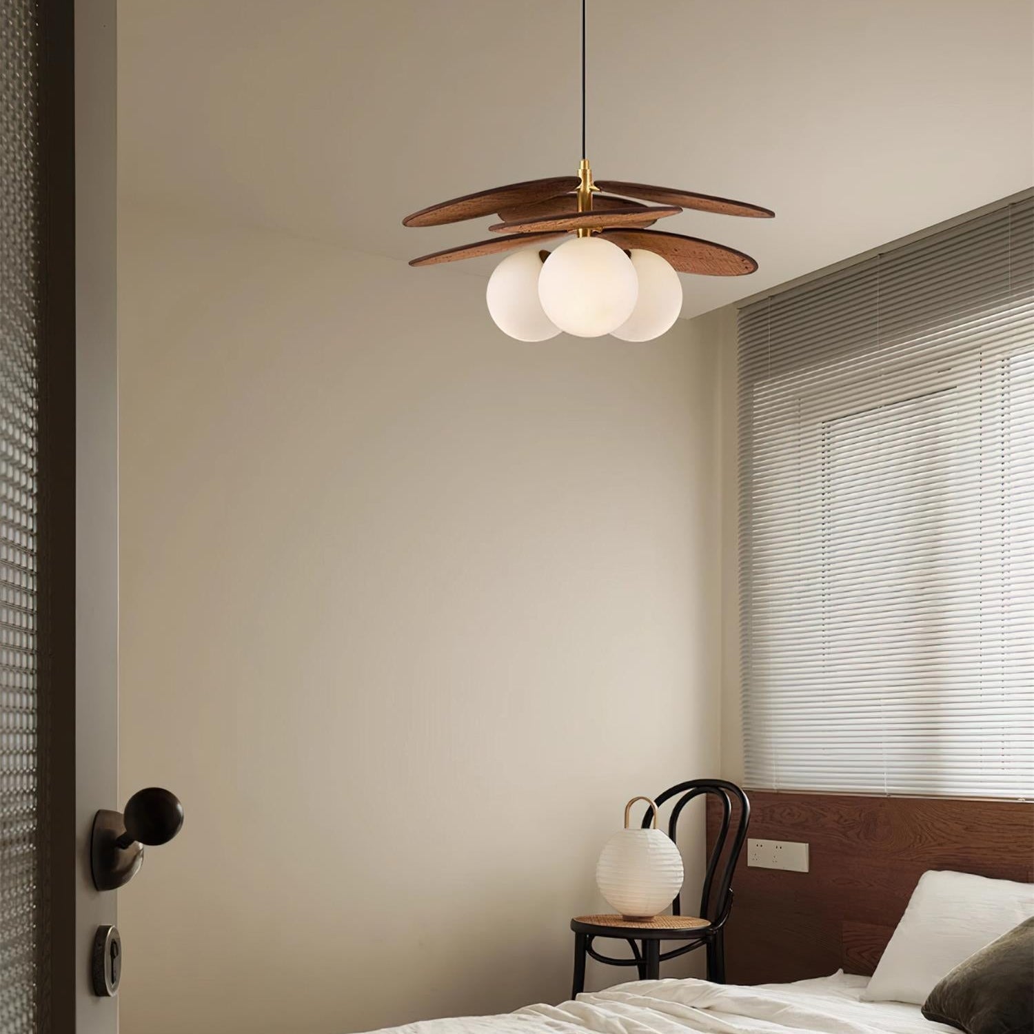 Elvo Wooden Petal Pendant Light-Neutral Decor