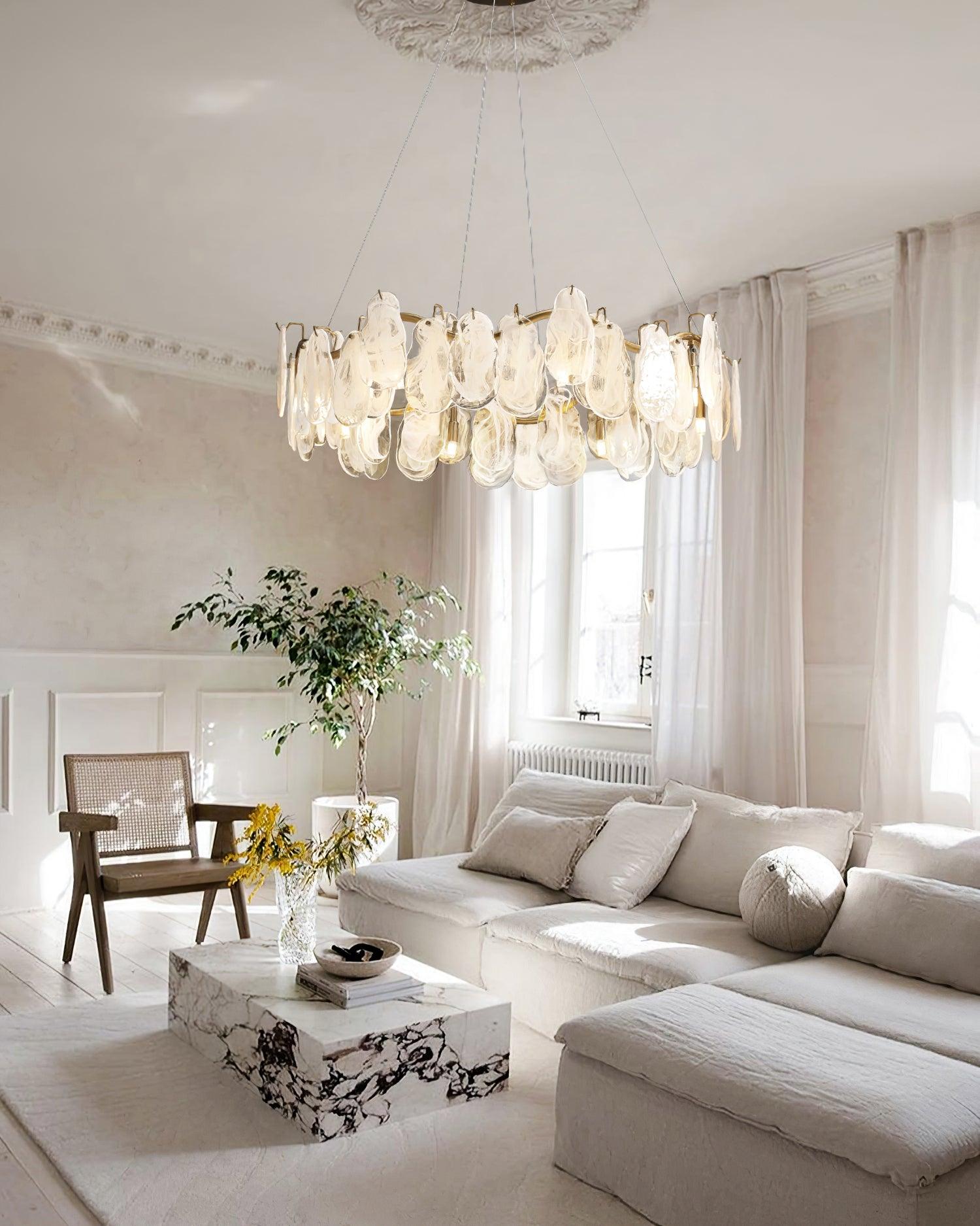 Lustra Chandelier Cloud Glass Panels-Neutral Decor