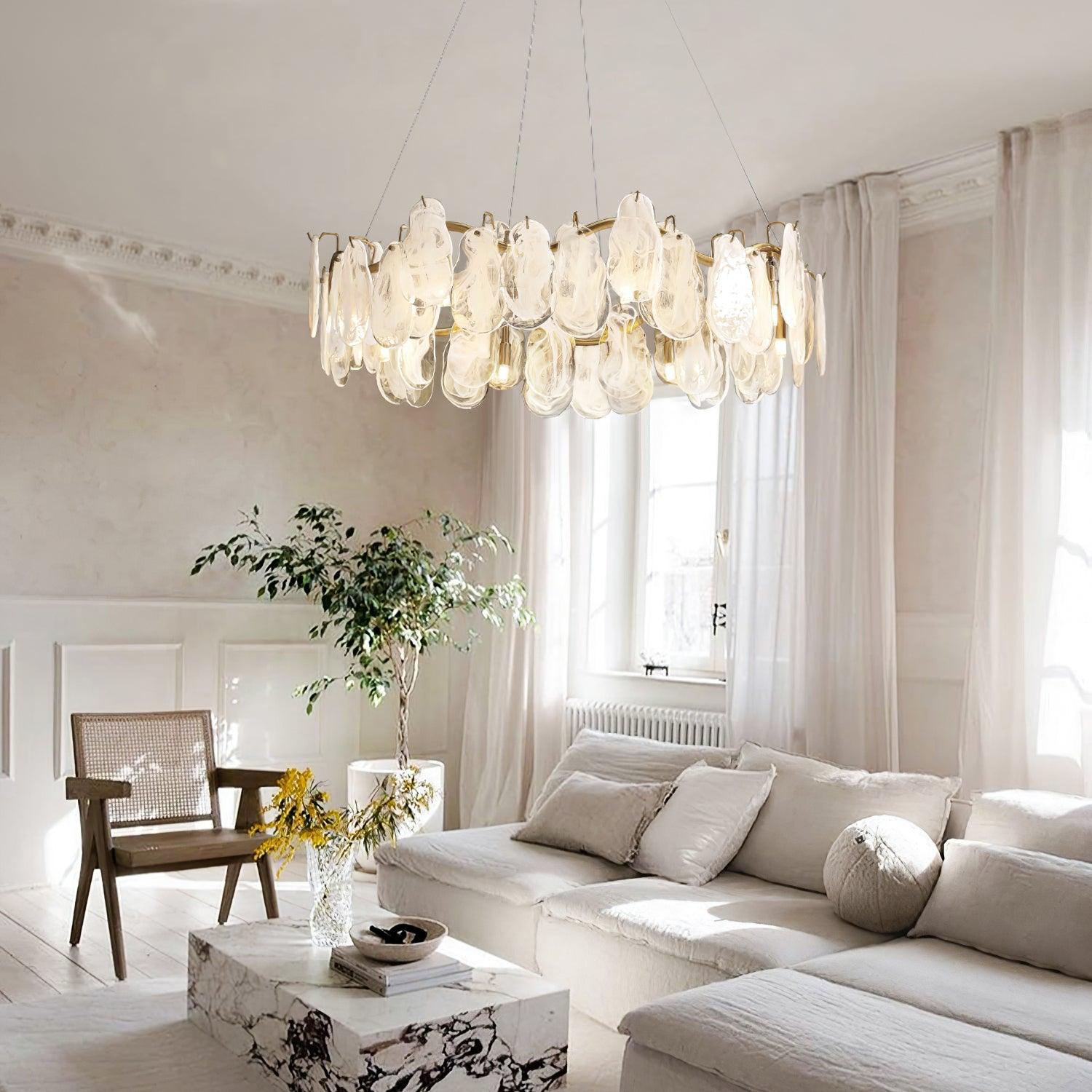 Lustra Chandelier Cloud Glass Panels-Neutral Decor