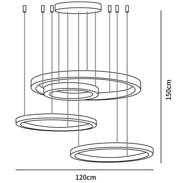 Arisha Modern LED Metal Large Multi Ring Adjustable Living/Dining Room Pendant Light, Gold - Neutral Decor