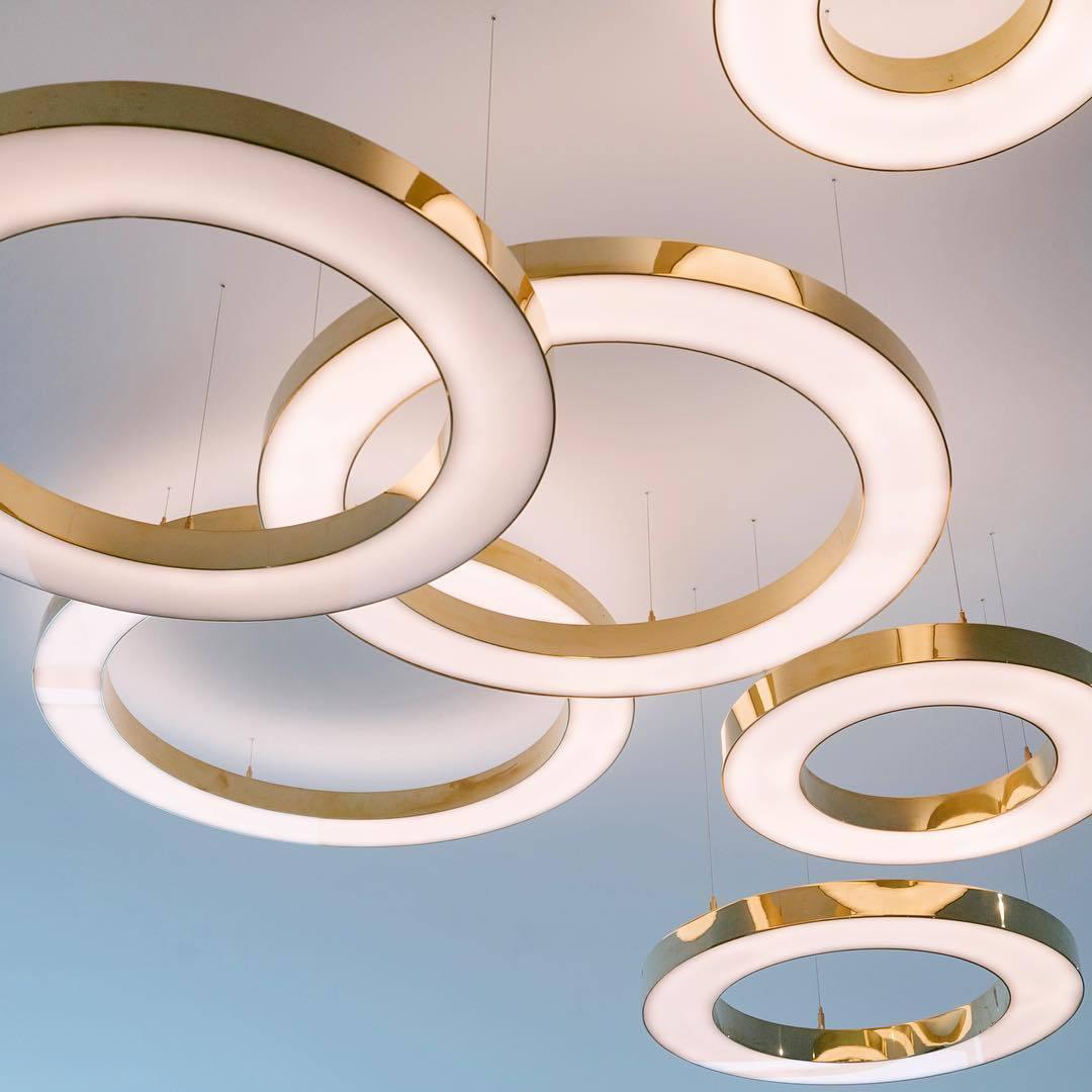 Arisha Modern LED Metal Large Multi Ring Adjustable Living/Dining Room Pendant Light, Gold - Neutral Decor