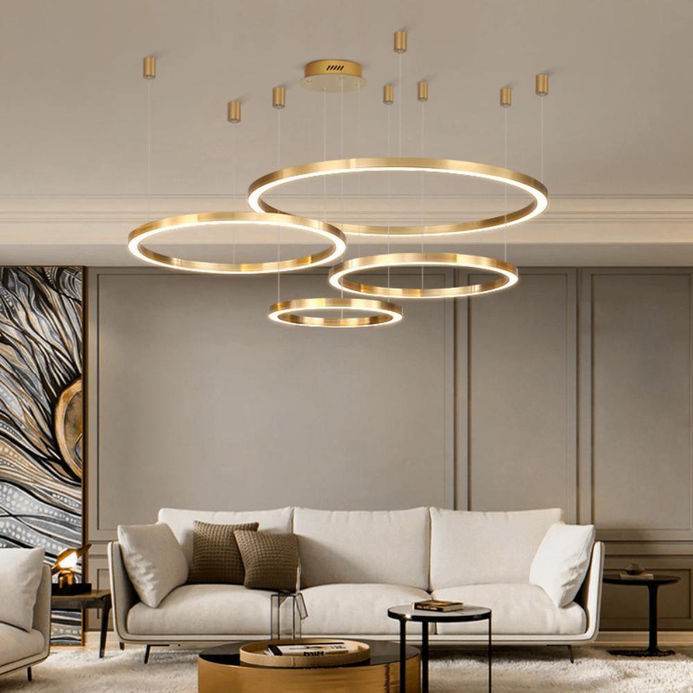 Dexlin Pendant Light LED Ring Gold Modern 3-Ring-Neutral Decor
