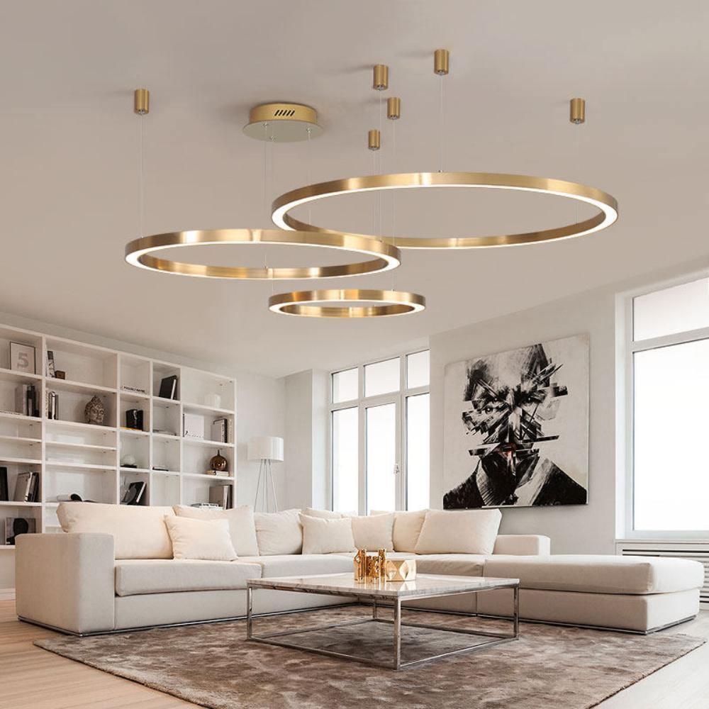 Dexlin Pendant Light LED Ring Gold Modern 3-Ring-Neutral Decor