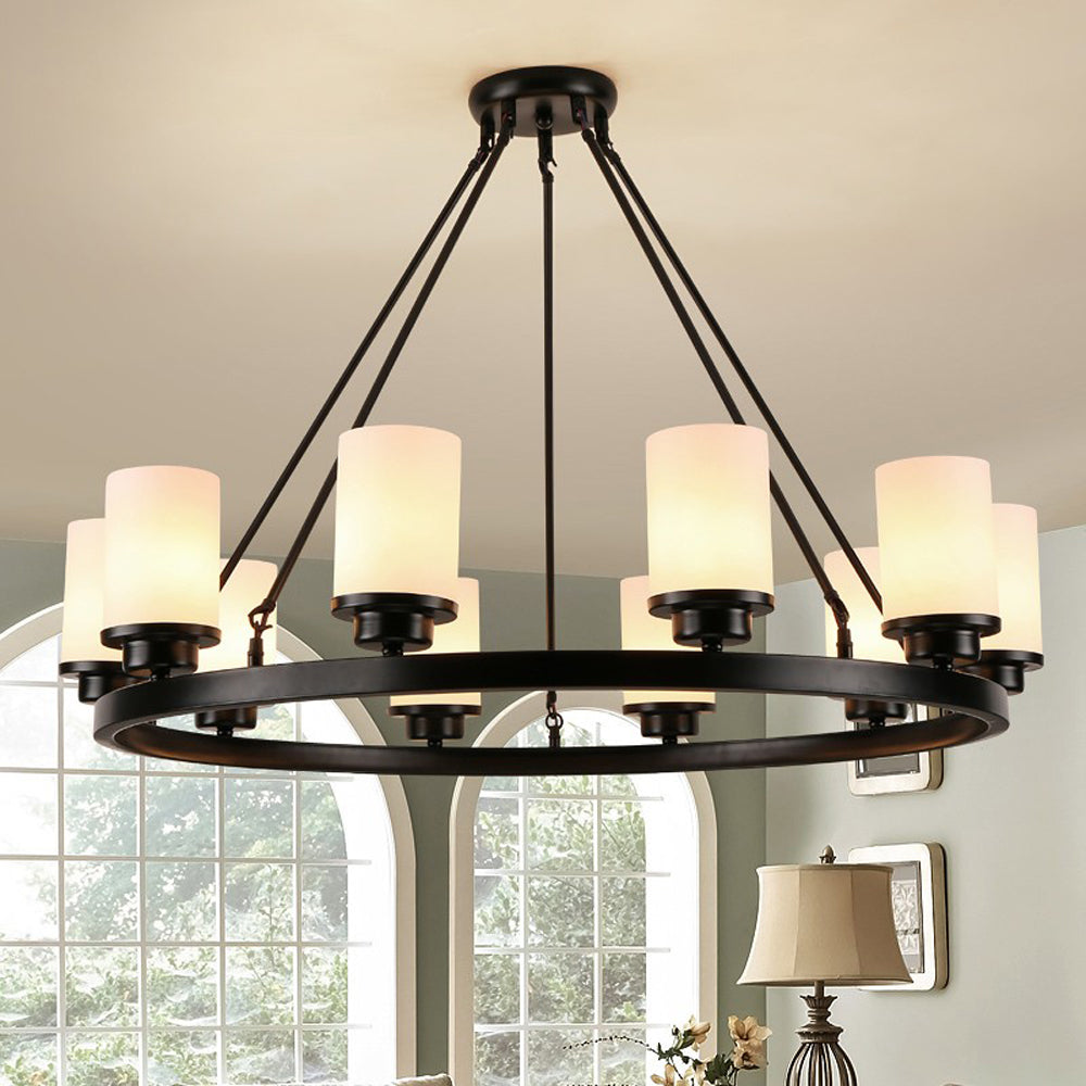 Silva Retro Black Metal/Glass Chandelier for Living Room - Neutral Decor