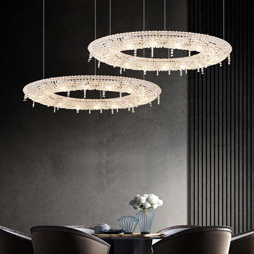 Kristy Luxury Round Crystal Pendant Light for Living Room/Dining Room - Neutral Decor