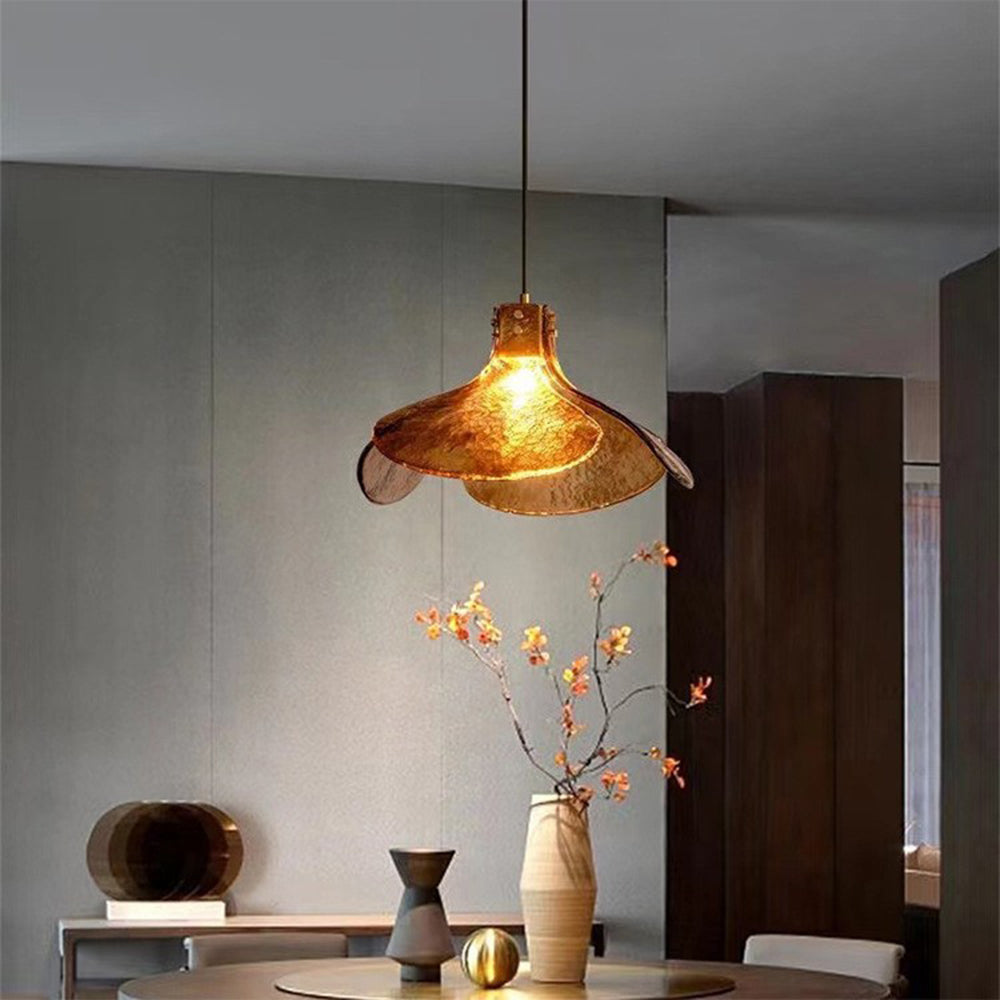 Arisha Handmade Retro Glass Pendant Light, Four-leaf Flower - Neutral Decor