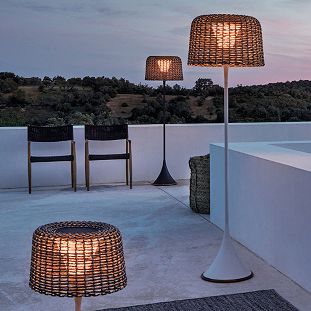 Ritta Waterproof Outdoor Floor Lamp, Rattan，Balcony/Terrace - Neutral Decor