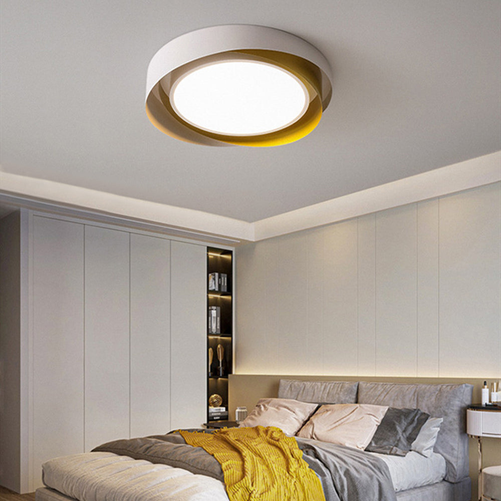 Arisha Modern Geometric Metal/Acrylic Flush Mount Ceiling Light, White/Gold - Neutral Decor