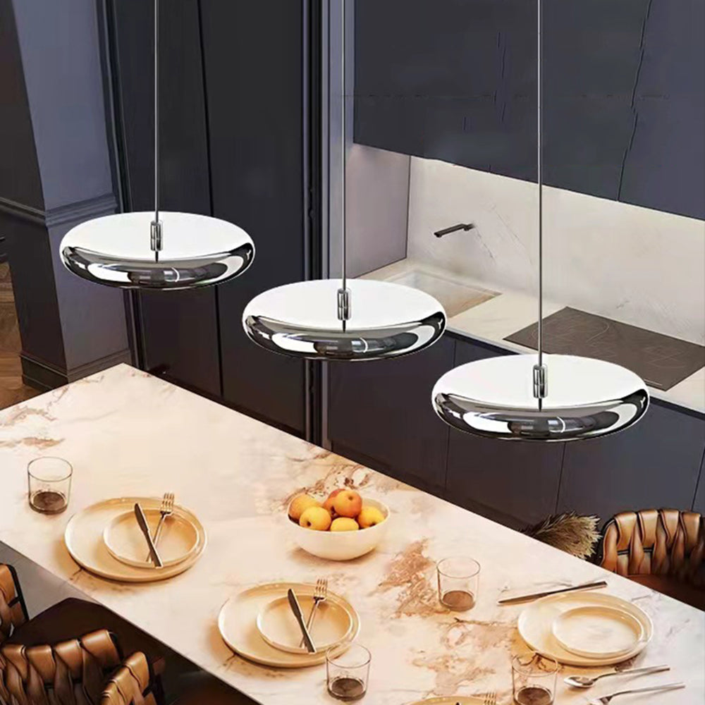 Arisha Minimalist Circular Metal Pendant Light,Silver/Gold/Rose Gold - Neutral Decor