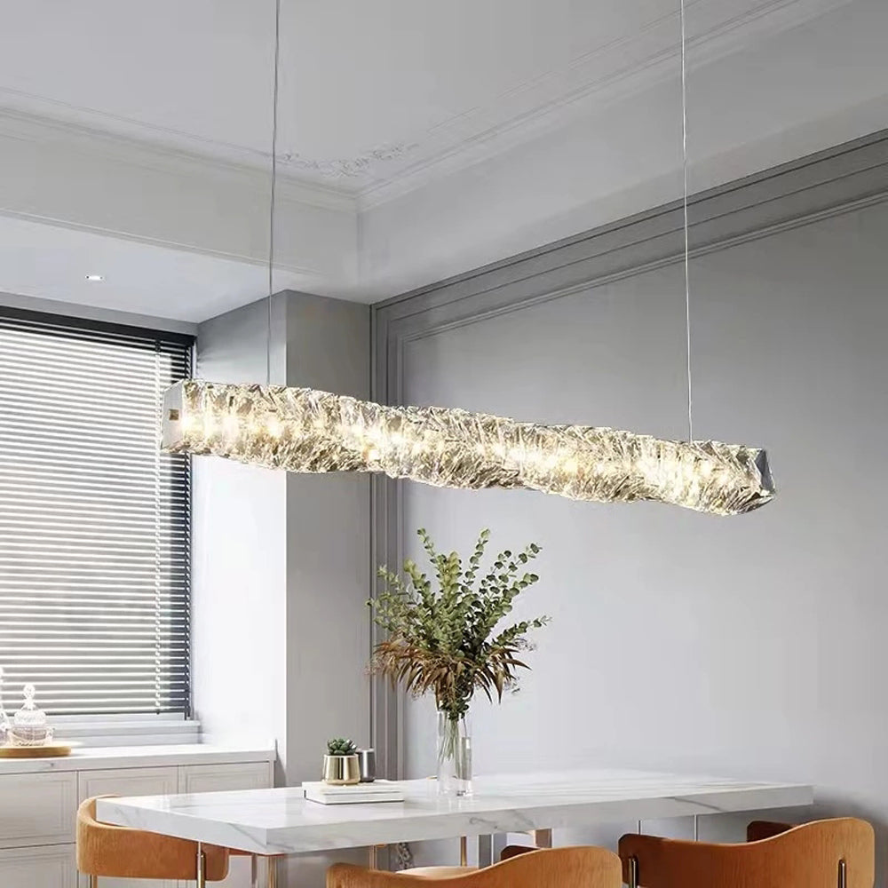 Kristy Crystal Sliver and Gold Pendant Light, Stainless Steel - Neutral Decor
