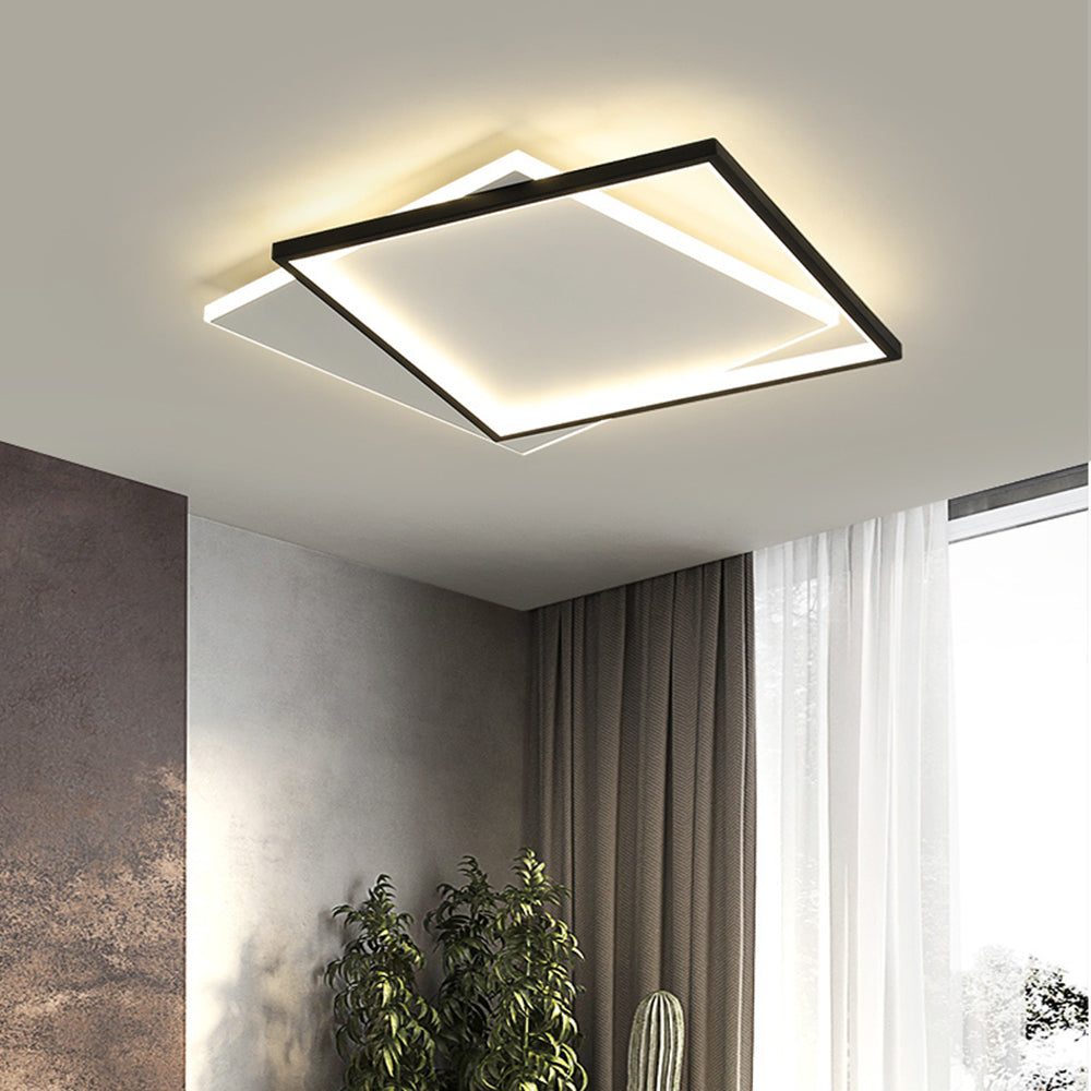 Arisha Modern Square/ Round Flush Mount Ceiling Light, Black with White - Neutral Decor
