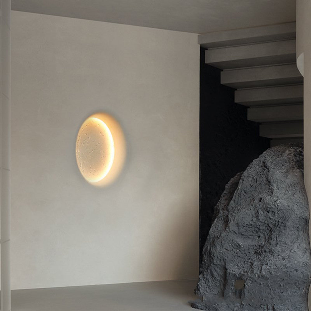 Aria Decorative Moon Metal/Gypsum Wall Lamp, White - Neutral Decor