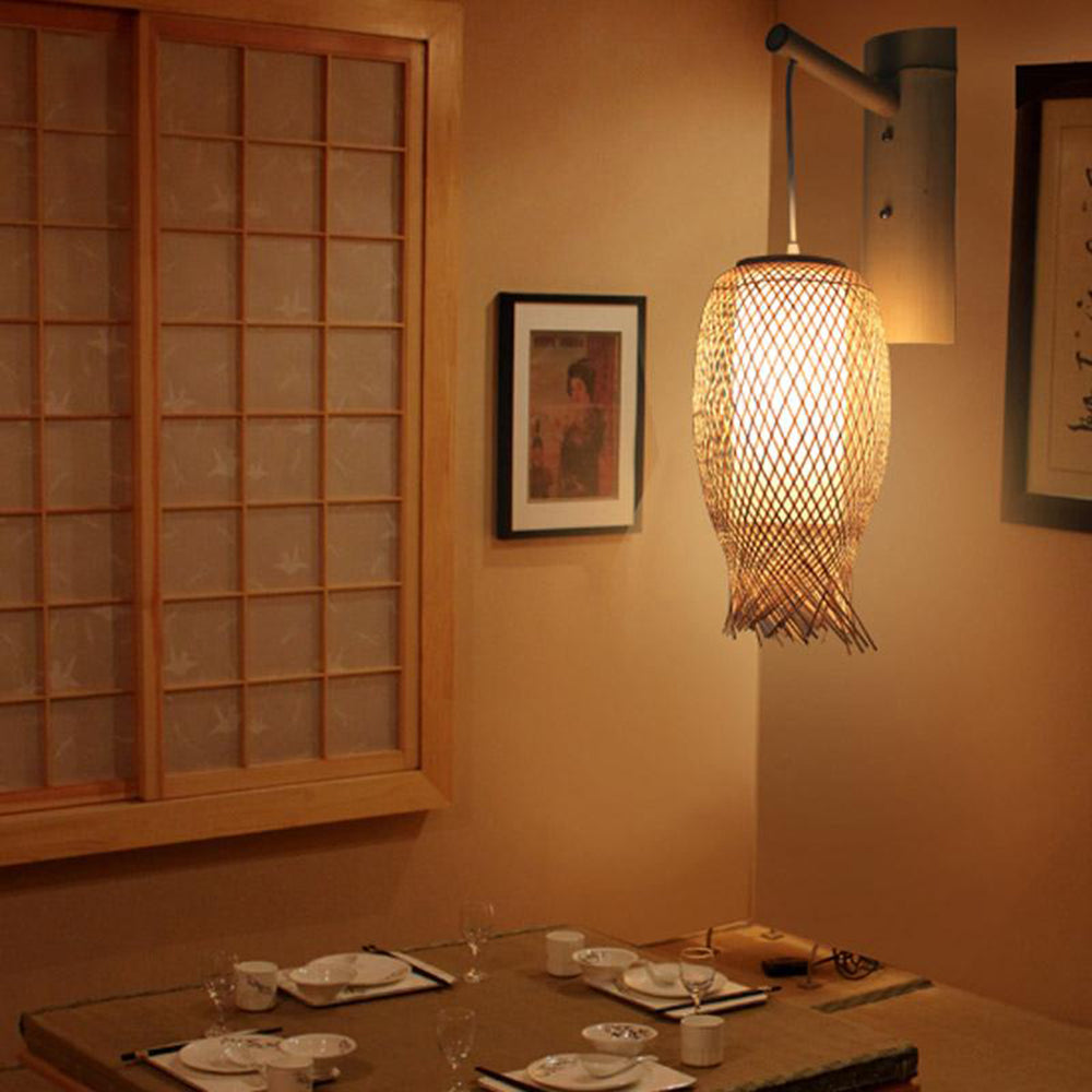 Ritta Wall Lamp Rustic, Muto Rattan Weaving LED, Hallway Wall Sconce - Neutral Decor
