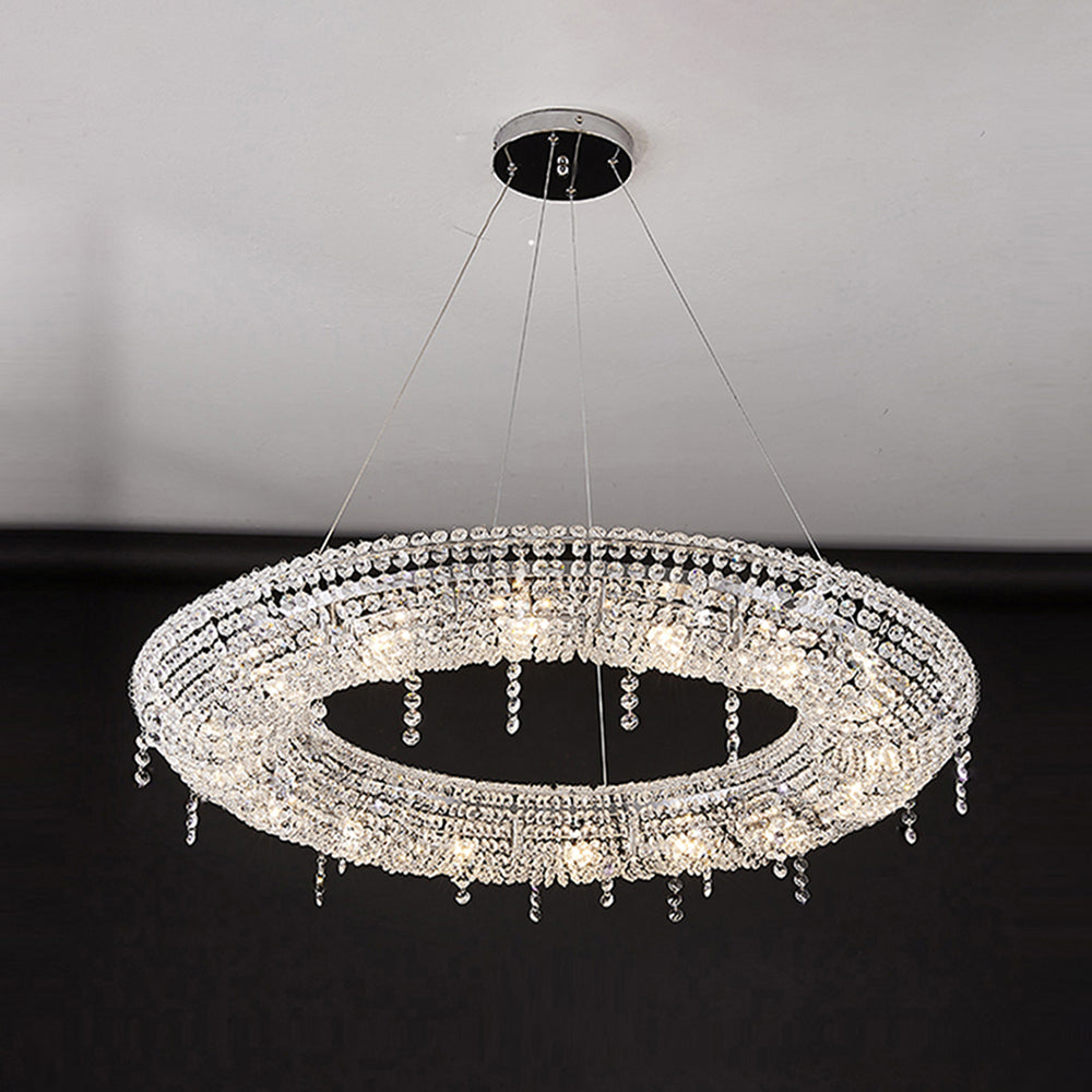 Kristy Luxury Round Crystal Pendant Light for Living Room/Dining Room - Neutral Decor