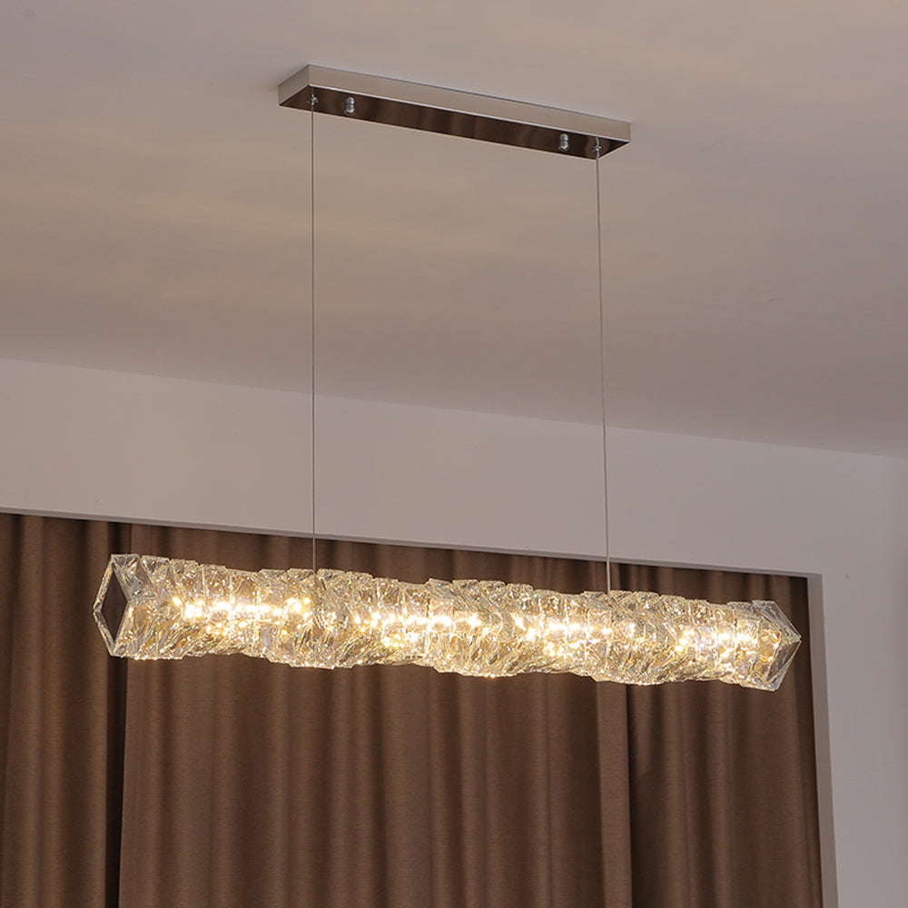 Kristy Crystal Sliver and Gold Pendant Light, Stainless Steel - Neutral Decor