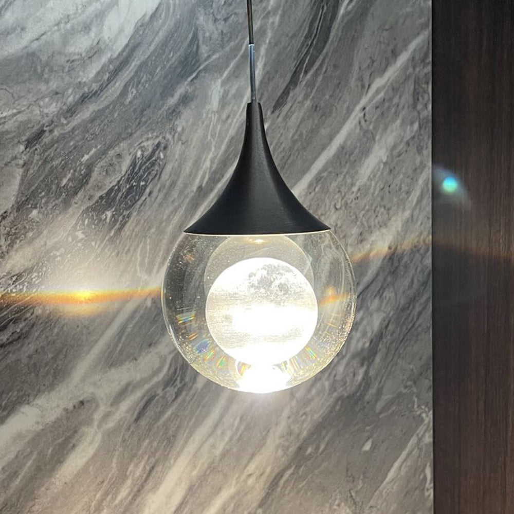 Aria Minimalist Moon Metal Pendant Light,Black - Neutral Decor