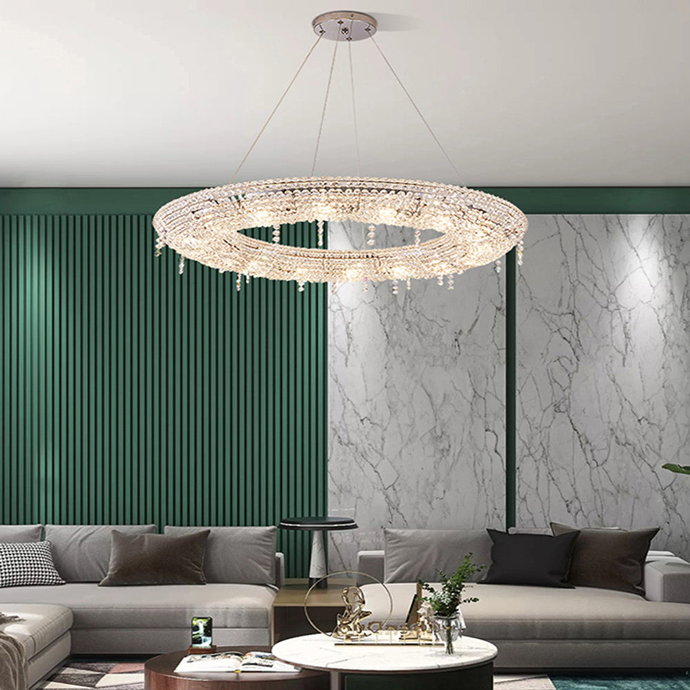 Kristy Luxury Round Crystal Pendant Light for Living Room/Dining Room - Neutral Decor