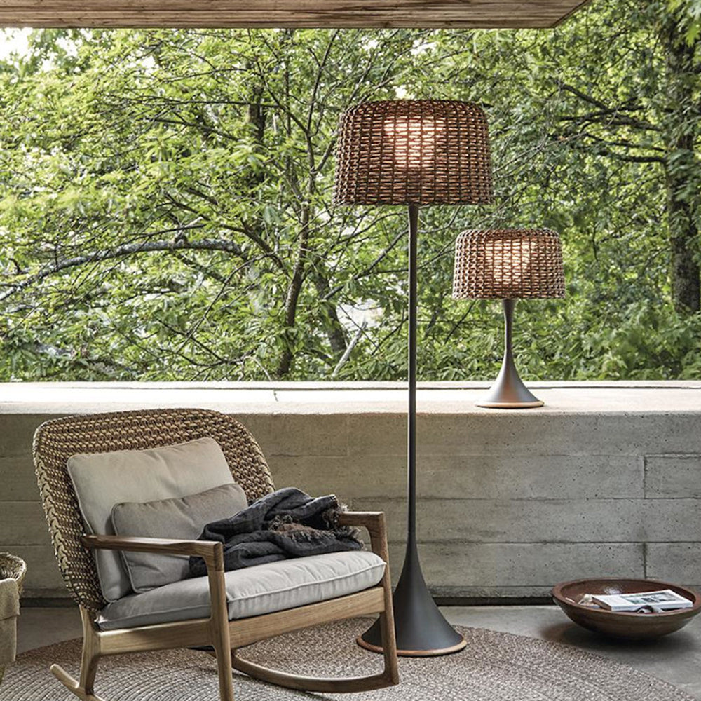 Ritta Waterproof Outdoor Floor Lamp, Rattan，Balcony/Terrace - Neutral Decor