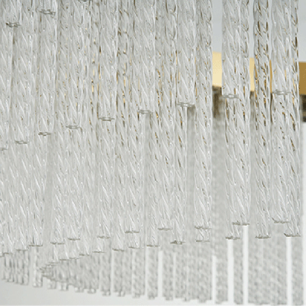 Kristy Modern Spiral Crystal Ring /Rectangle Chandelier, Gold - Neutral Decor