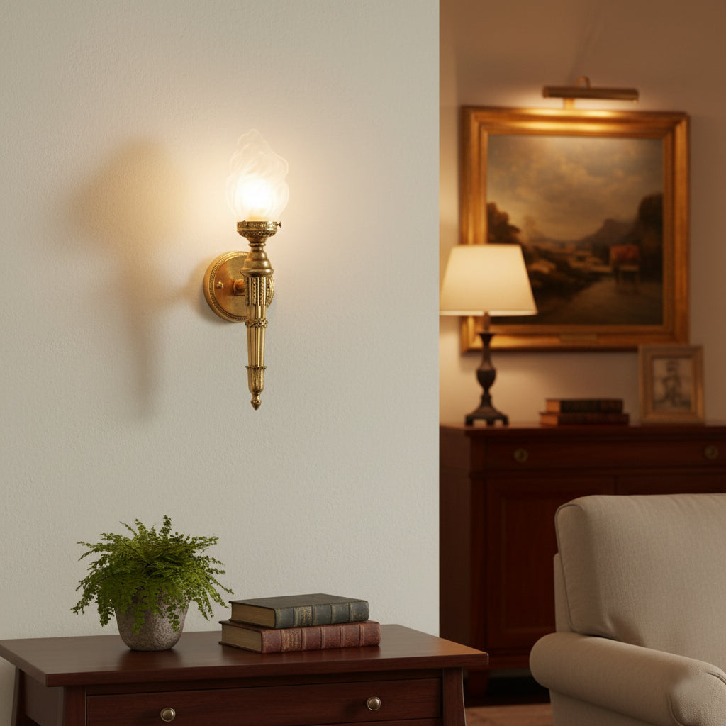 Maison Arlus Wall Lamp shown illuminated.