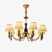 Goro Chandelier Floral Shades and Walnut-Neutral Decor