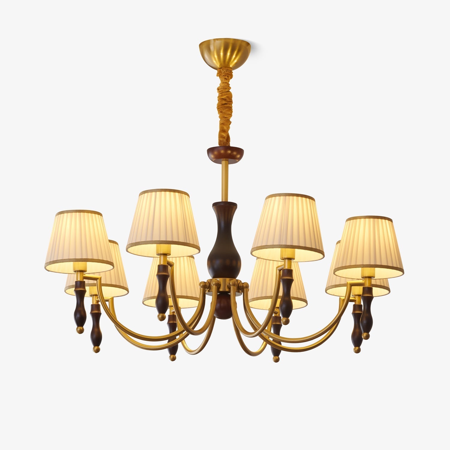 Goro Chandelier Floral Shades and Walnut-Neutral Decor
