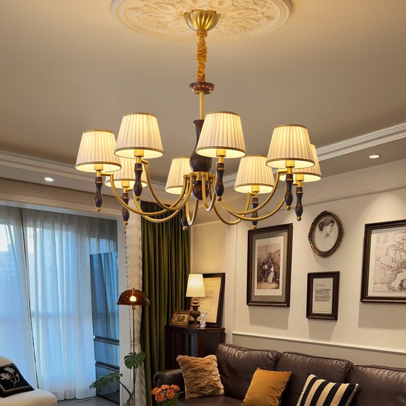 Goro Chandelier Floral Shades and Walnut-Neutral Decor