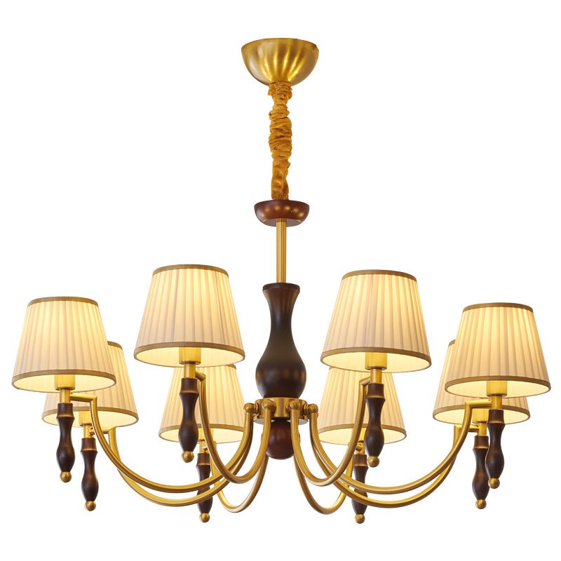 Goro Chandelier Floral Shades and Walnut-Neutral Decor