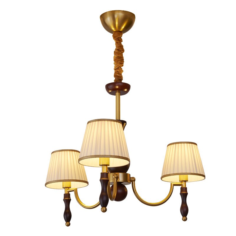 Goro Chandelier Floral Shades and Walnut-Neutral Decor