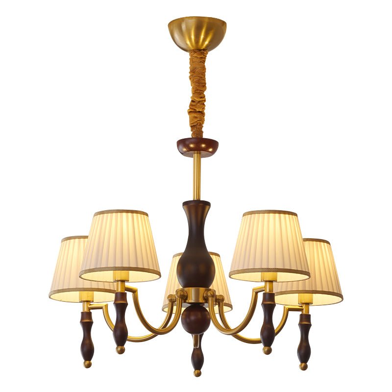 Goro Chandelier Floral Shades and Walnut-Neutral Decor