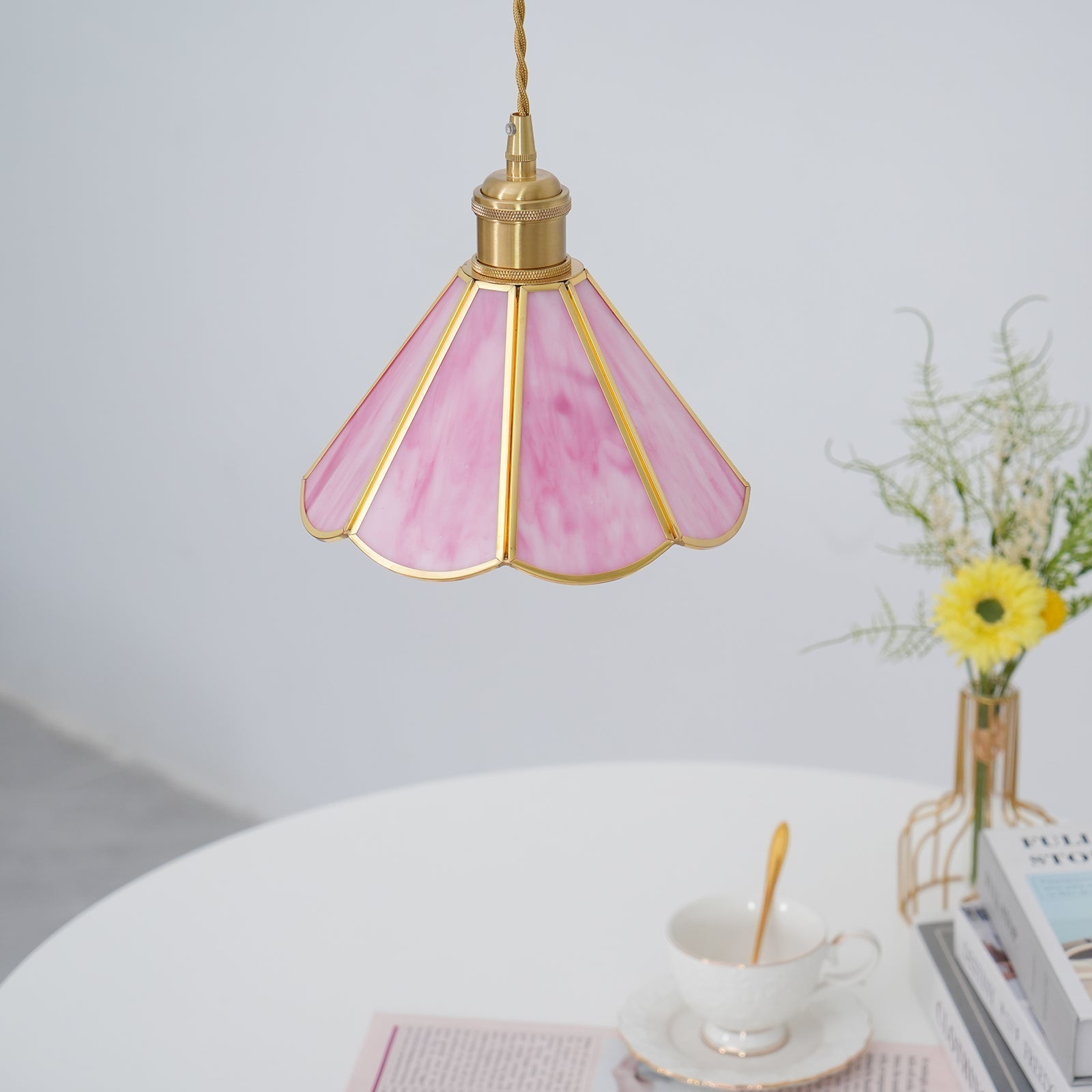 Lione Pink Stained Glass Pendant Light