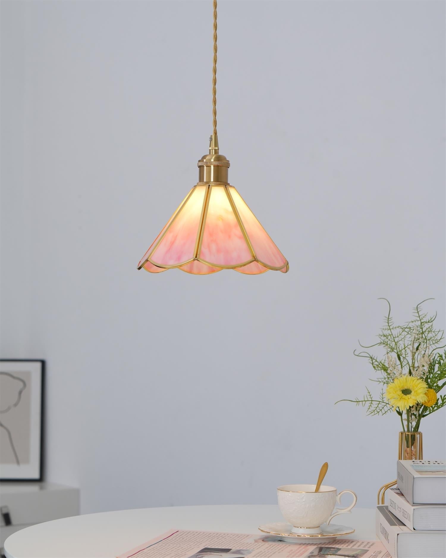 Lione Pink Stained Glass Pendant Light
