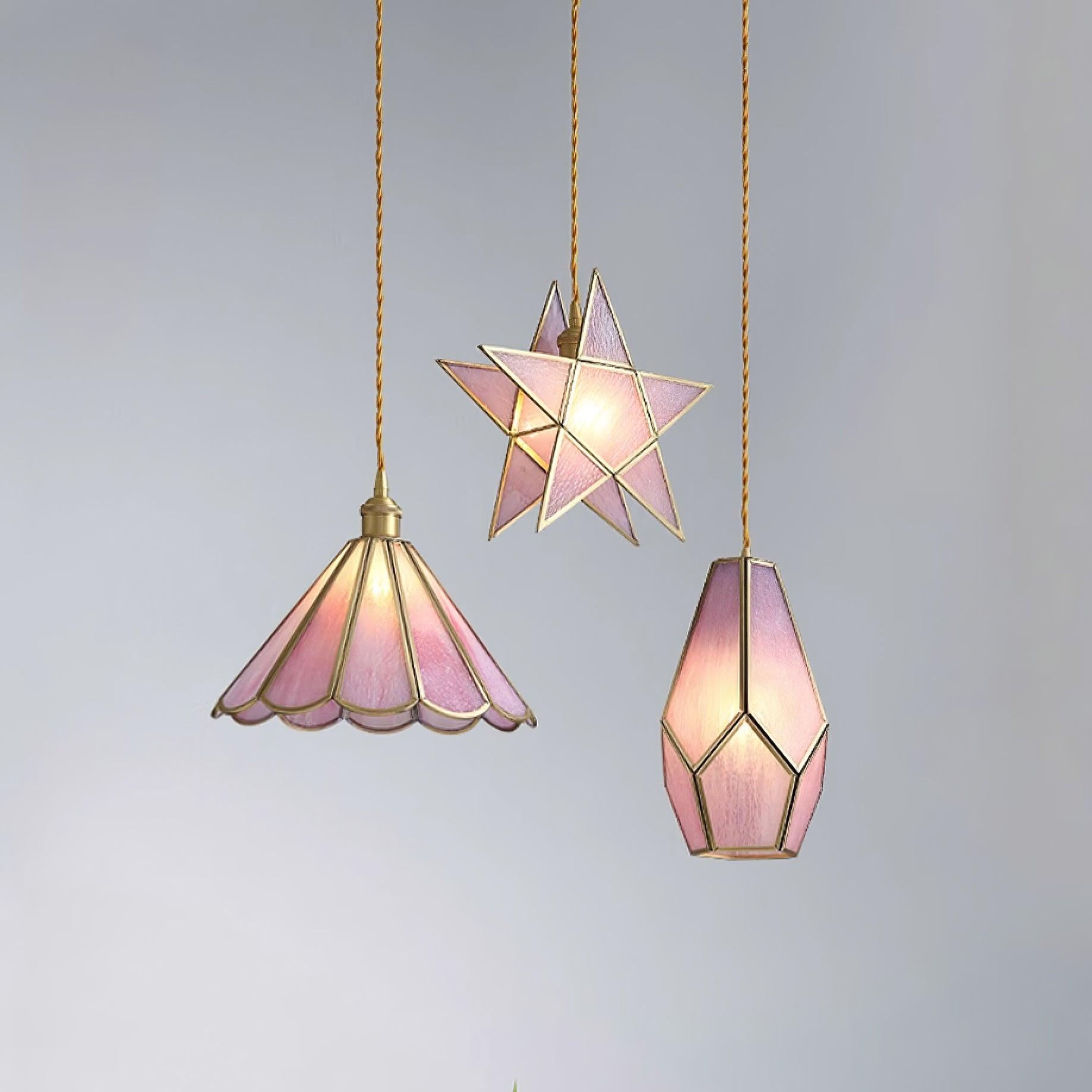 Lione Pink Stained Glass Pendant Light