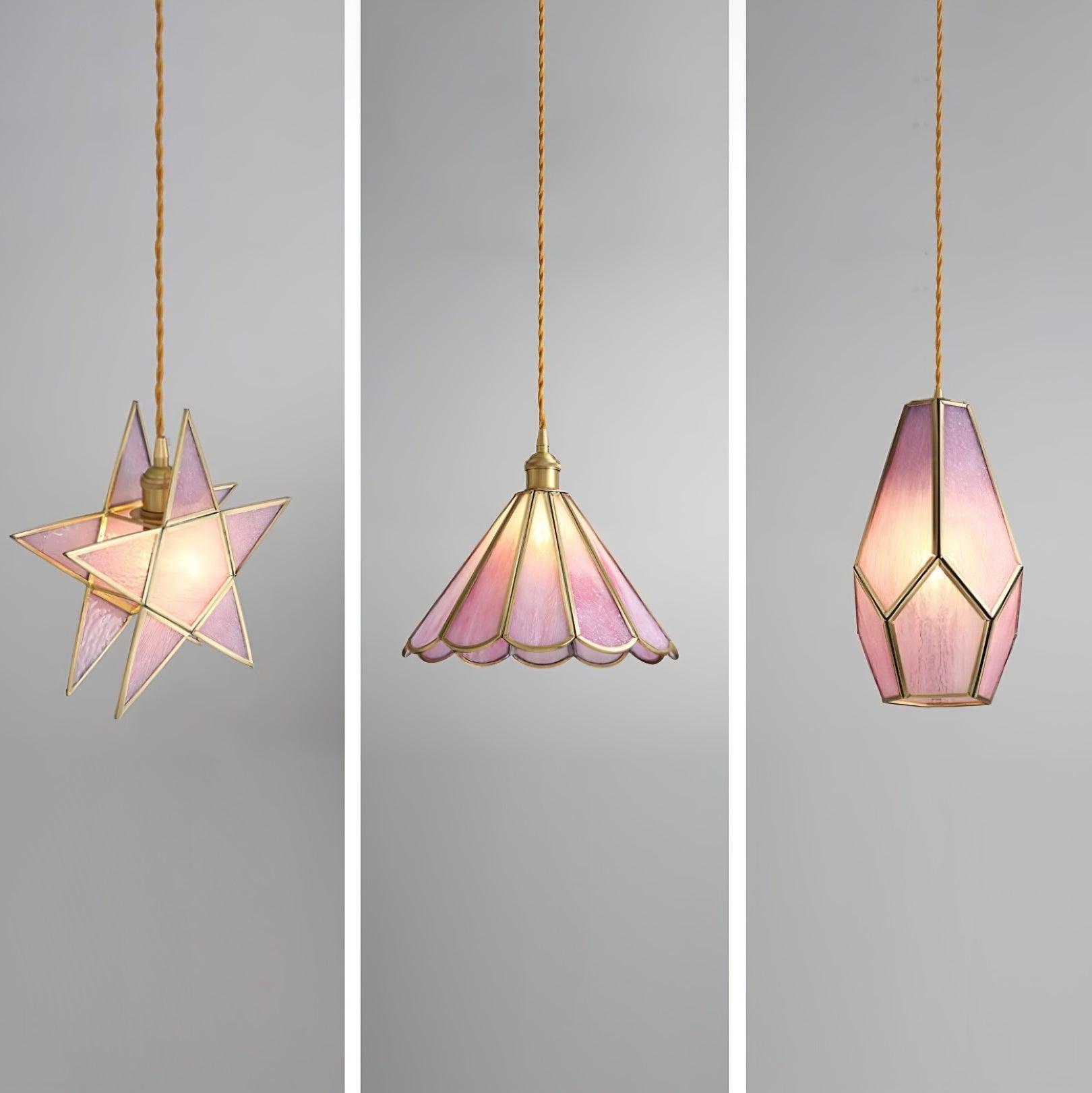 Lione Pink Stained Glass Pendant Light