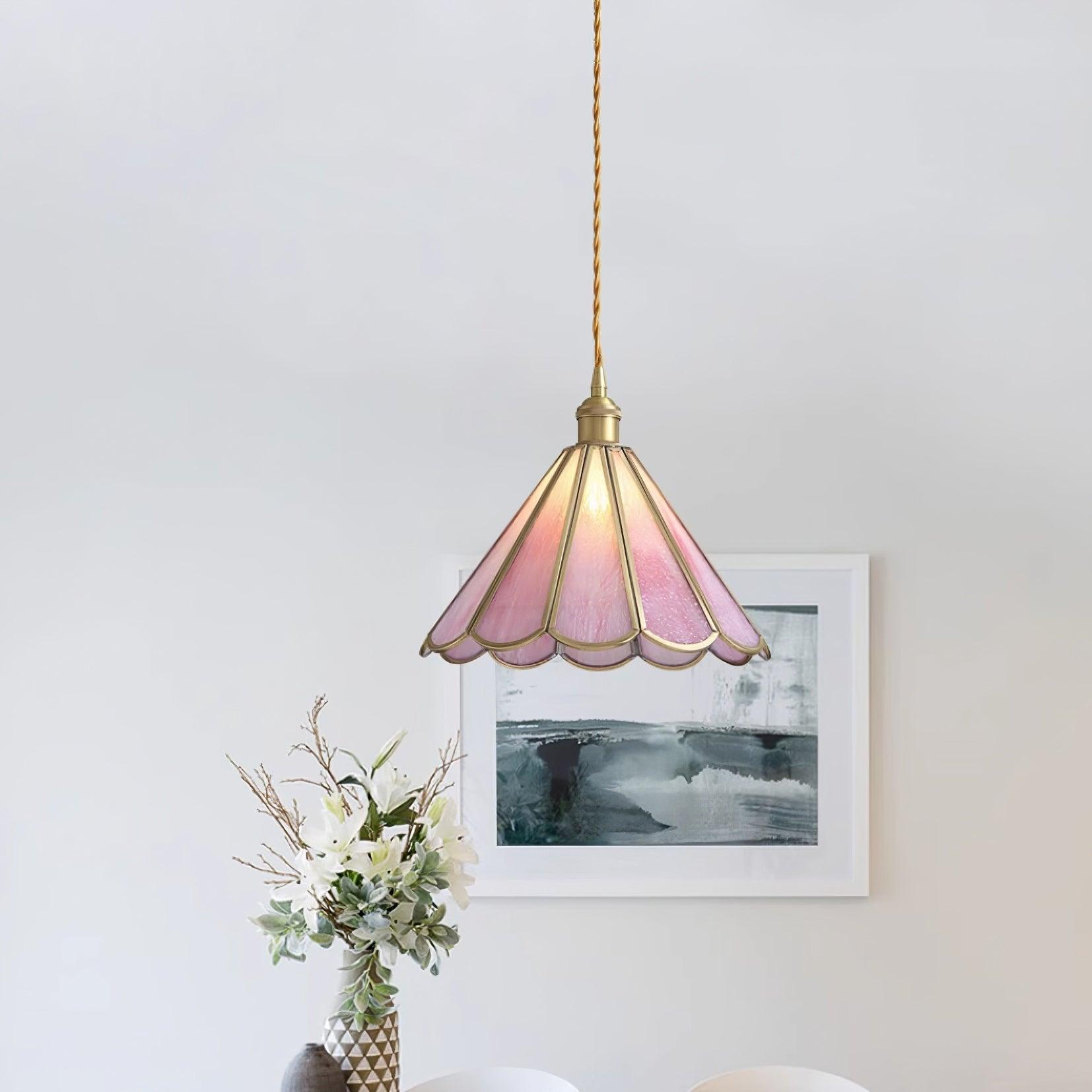 Lione Pink Stained Glass Pendant Light
