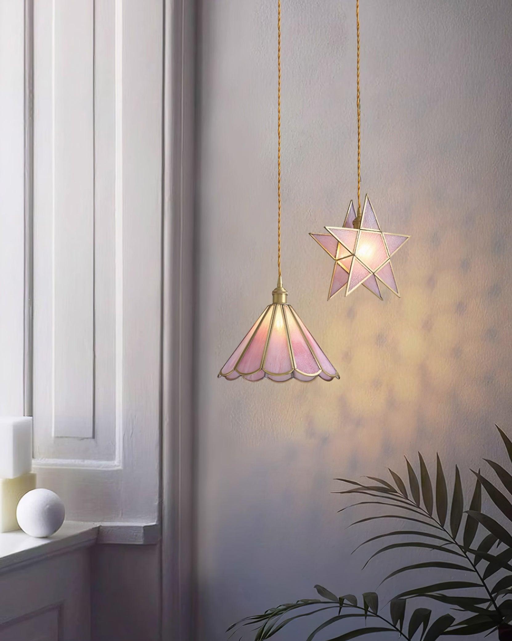 Lione Pink Stained Glass Pendant Light