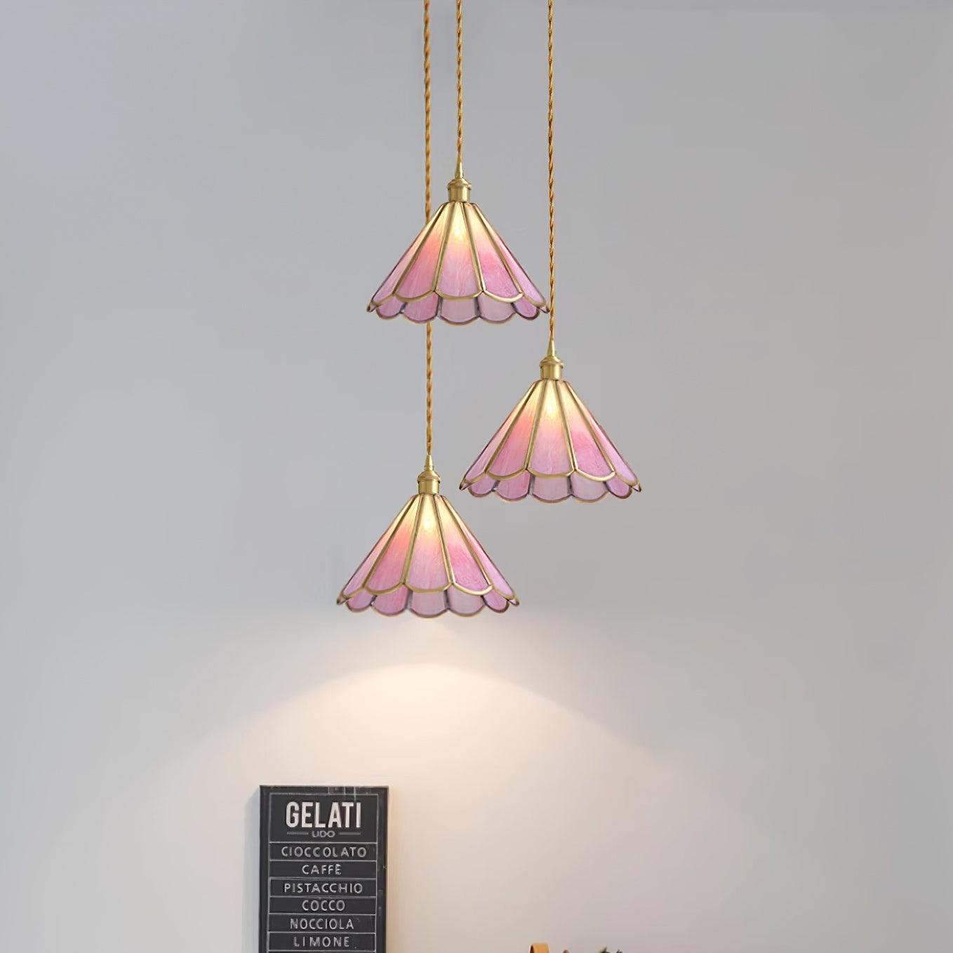 Lione Pink Stained Glass Pendant Light
