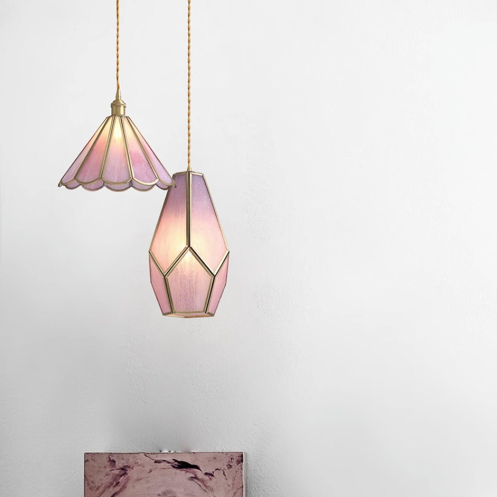 Lione Pink Stained Glass Pendant Light