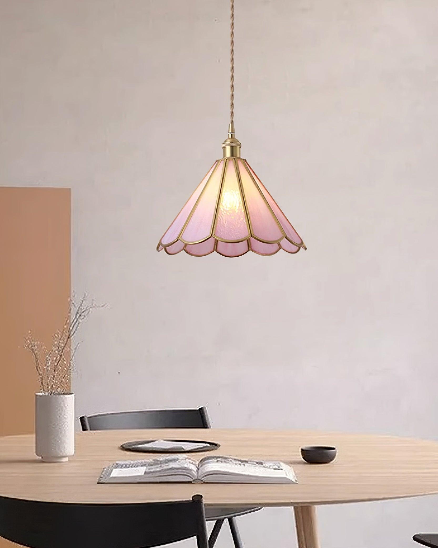 Lione Pink Stained Glass Pendant Light